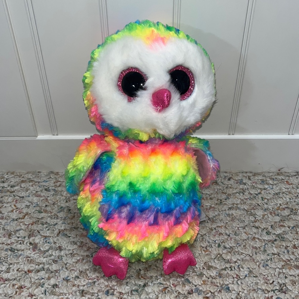 Rainbow owl beanie boo: OWEN